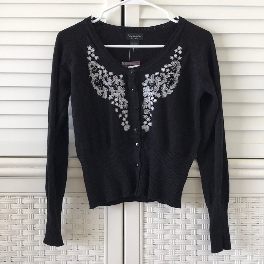 Persaman New York black sweater small NWT cardigan